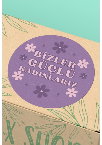 Bizler Güçlü Kadınlarız Yuvarlak Sticker Etiket 3x3cm St2416 Çok Renkli