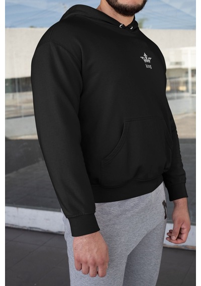 Macklin Unisex Kadın Erkek The King Ön Arka Baskılı Özel Tasarım Baskılı Kapşonlu Sweatshirt Siyah Mck1530 Siyah