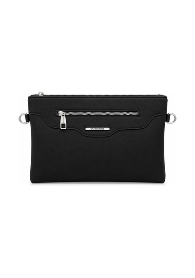Sanmorris Kadın Suni Deri Ayarlanabilir Çapraz Ve El Askılı Portföy, Clutch Çanta S-1360 Siyah Saten