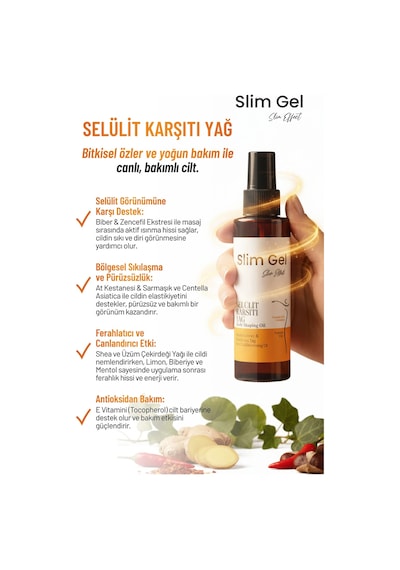 Selülit Karşıtı Sıkılaştırıcı & Pürüzsüzleştirici Nemlendirici Vücut Bakım Yağı