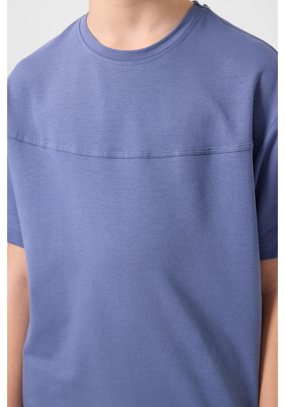 Koyu Mavi-kot Lacivert Pamuklu Oversize Fit Dokuma Hafif Esnek Chino Erkek Çocuk Şort Takım - 11279 Koyu Mavi