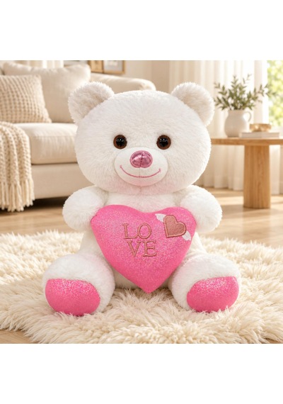 Ayıcık Sevimli Parlak Seri 35cm - Sevimli 001 - Beyaz