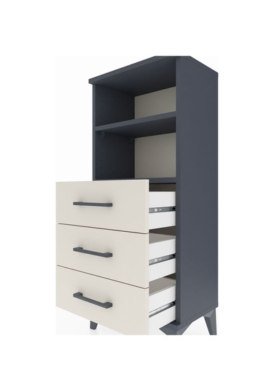 Arges Komodin 2 Raflı 3 Çekmeceli 44x30x106 Antrasit-aytaşı Antrasit