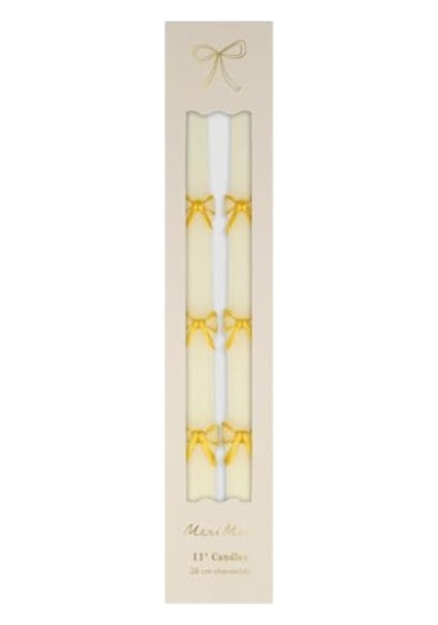 Taper Candles - Altın Kurdele Detaylı Mumlar 2'li Diğer