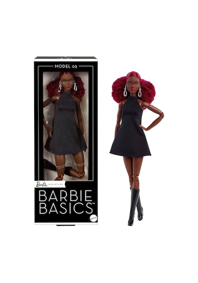Basıcs Bebek Basics Koleksiyona Uygun Bebek, Siyah Elbisesi Ve Botlarıyla Kızıl Kıvırcık Saçlı Model 03 Jbh75