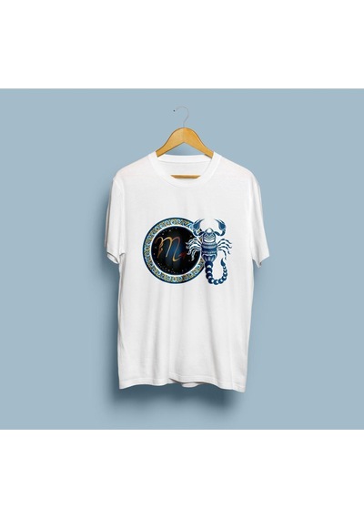 Oversize Akrep Baskılı Tasarım T-shirt Beyaz