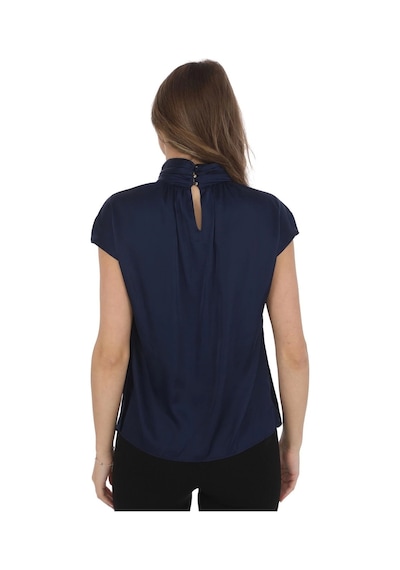 Yaka Drape Detaylı Saten Bluz 01-lacivert Lacivert