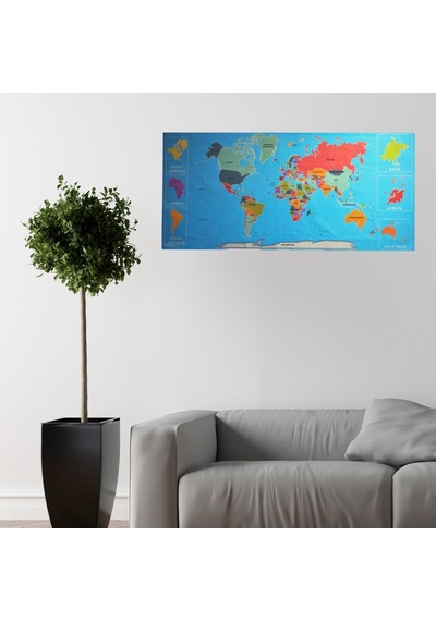 Renkli Atlas Dünya Haritası Manyetik Yapıştırıcı Gerektirmeyen Duvar Stickerı 118 Cm 56 Cm 1