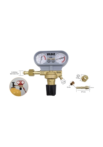 Yıldız 5351s 0-10 Bar Co2 Karbondioksit Basınç Düşürücü Saat