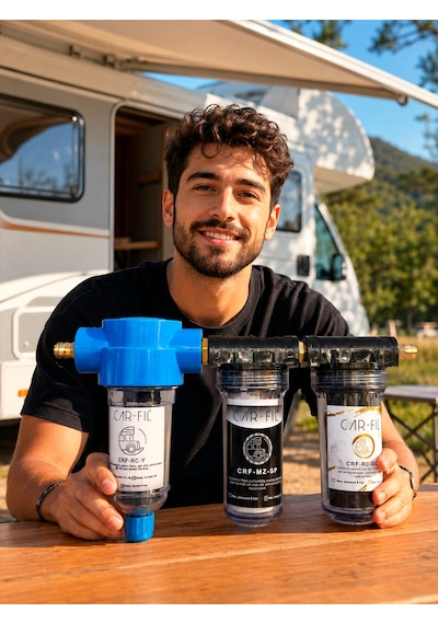 Car-fil Karavan, Tekne & Tiny House 4 Fonksiyonlu Pratik Mobil Su Deposu Dolum Filtresi Tortu, Klor Ve Kireç Önleyici