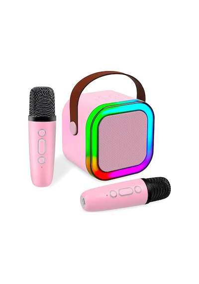 K12 Karaoke Mikrofonlu Bluetoth Hoparlör 5w Kablosuz Mikrofonlu Speaker Rgb Led Işıklı Sd Kart Usb