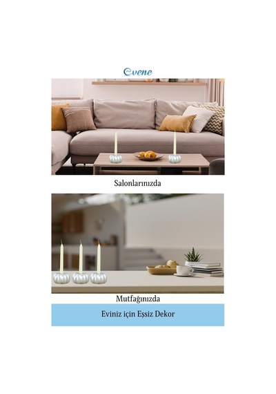 Eskitme Mumluk Şamdan 3 Adet Tealight Ve İnce Mum Uyumlu Kabak Model - Gümüş