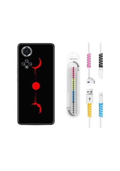 Huawei Nova 9 Kılıf Kablo Koruyuculu Red Moon 1710