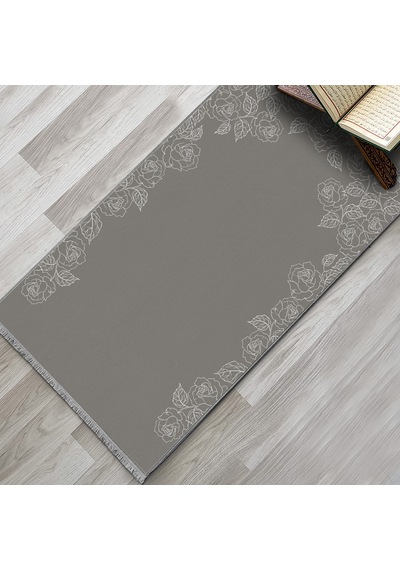 Evaşk Namazlık Dokuma Halı Kaymaz Muslumana Seccade 80 x 130 KOYU GRİ EVAŞK404A66