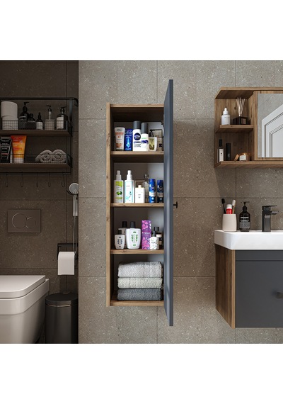 Ada Banyo Dolabı Mat Suntalam 110 Cm Banyo Boy Dolap Atlantik - Antrasit