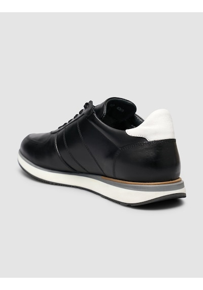 Cabani Hakiki Dana Deri Erkek Sneaker Light Tabanlı Konfor Ayakkabı Siyah
