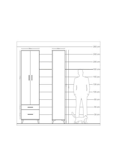 Arges Dolap 4 Raflı 2 Çekmeceli 2 Kapaklı 60x30x243 Çam-aytaşı Atlas Çam