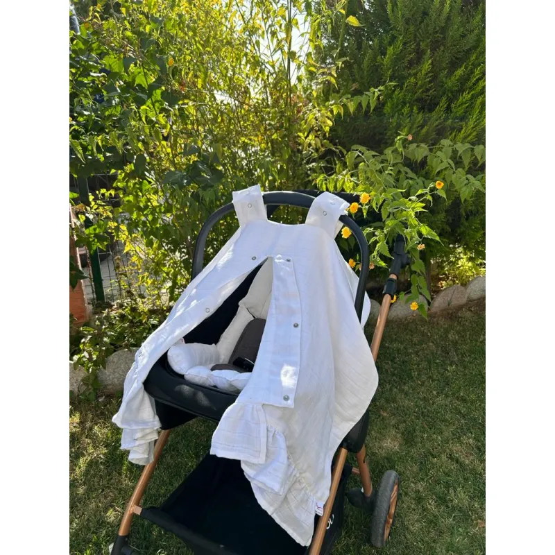 Aras Collection %100 Pamuk Çok Amaçlı Çift Katlı Çift Kullanımlı Müslin Puset Örtüsü Ve Minderi Tsrm Byz
