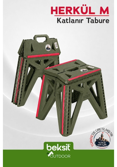 Outdoor Herkül M Katlanır Reflektörlü Tabure Haki Yeşil Yeşil Yeşil