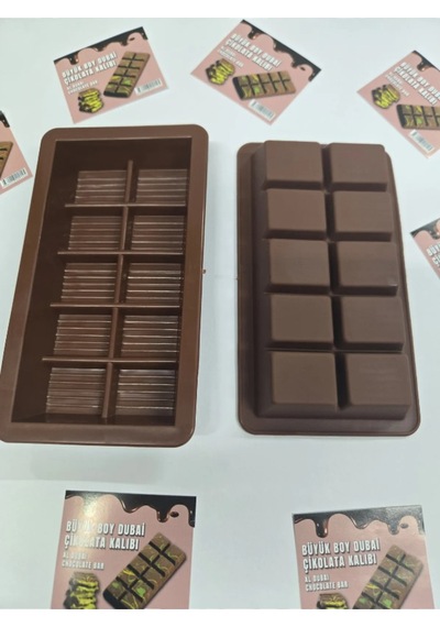 10 Bölmeli Xl Büyük Boy Dubai Çikolata Kalıbı Silikon Kahverengi Diğer