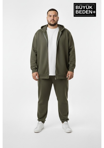 Süperlife Erkek Büyük Beden Fermuarlı Kapüşonlu İnce Sweatshirt Hırka - Rahat Kalıp Spr26bhr960 Siyah