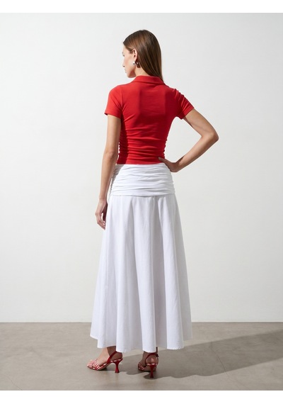 Dilvin 32614 Polo Yaka Top-kırmızı