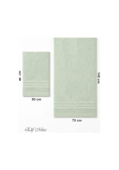 2 Parça Banyo Havlusu Seti Pamuklu Sude 70x140 + 50x85 Cm Yeşil