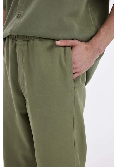 Defacto - Bol Rahat Kesim Wide Leg Yazlık Keten Pantolon C2727AX25SP Haki