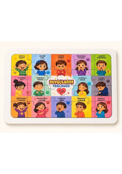 Duygularım İngilizce - 24 Parça Ahşap Puzzle