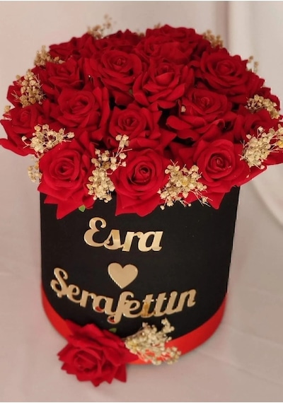 Silindir Kutuda Islak Yapay Güller, İsteme Çiçeği, Söz Çiçeği, Nişan Çiçeği, Söz Nişan Çiçeği Beyaz