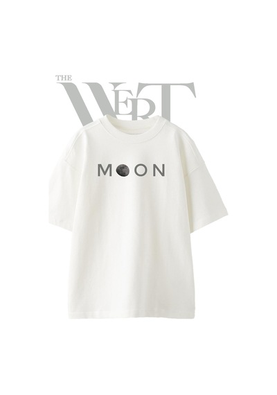 Thewert Moon 2 Tasarım Baskılı Ünisex Beyaz Oversize T-shirt