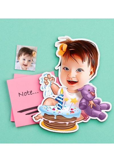 Kişiye Özel Bebek Karikatürlü Ahşap Magnet-7 Çok Renkli