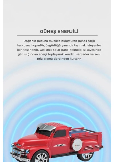 Özel Üretim Bluetooth Hoparlör Pickup D54 Kırmızı Cihaz Klasik Piknik