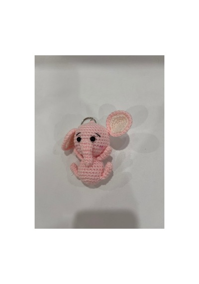 Amigurumi El Örgüsü Fil Anahtarlık Açık Pembe Açık Pembe