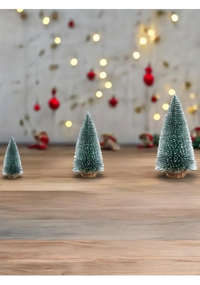 Yenigeldi 3'lü Çam Ağacı Seti 15 Cm, 15 Cm, 20 Cm Masa Üstü Yılbaşı Süsü, Dekorasyon Ağacı, Yeşil Diğer
