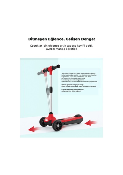 Elektrikli 3 Tekerlekli Çocuk Scooter Kırmızı