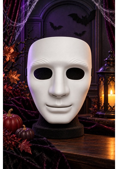 Halloween Boyanabilir Beyaz Anonim Erkek Yüz Maskesi Cadılar Bayramı Partileri Kostüm Aksesuarı