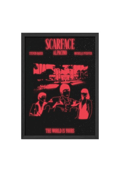 Scarface Siyah Ahşap Çerçeveli Poster, Film Duvar Tablosu