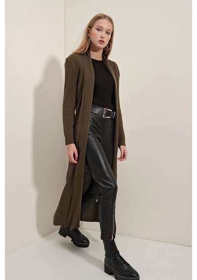 Onno Style Women Uzun Fitilli Ceket Kahverengi