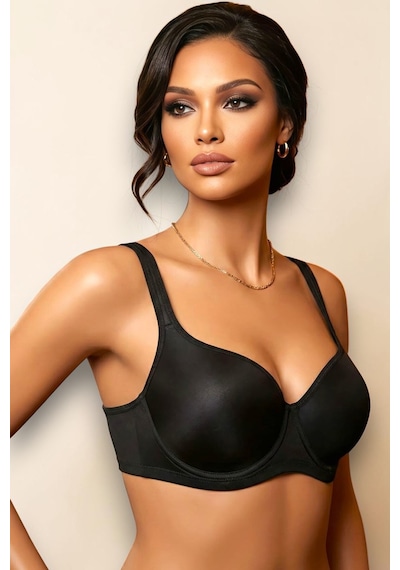 Fanilam Ultra Soft Toparlayıcı Sütyen C Cup Büyük Göğüsler İçin Özel Balenli Konfor Le Jardin Siyah
