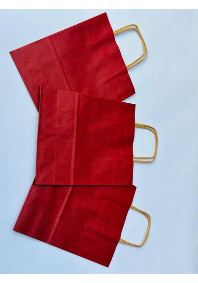 1.kalite 18x8x24 Cm 3 Lü Bordo Renkli Kraft Kağıt Çanta, Hediye Poşeti, Hediye Paketi, Kraft Çanta