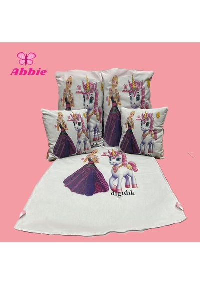Abbie Oyun Çadırı Alt Minder Ve Yastık Kılıfı Takımı Pembe