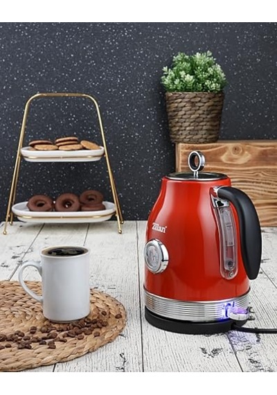 Zln7033 60'li Yılların Retro Su Isıtıcısı, 1,7 Litre,%100 Bpa İçermez, 2000 Watt, Paslanmaz Çelik İç Kısım,