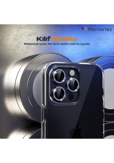 İphone 13 Pro,13 Pro Max İçin, Taşlı, Kamera Lens Koruyucu, Basit Kurulum, Hd Görüntü, Metal Çerçeve, 9h Temperli Cam, Çizilmeye Dayanıklı, Diamond Camera Lens Protector Gold