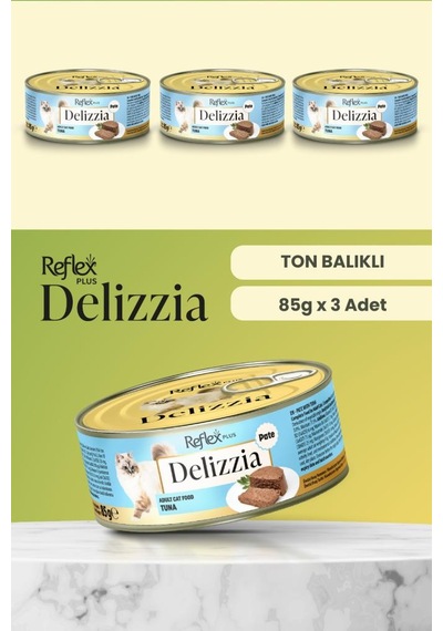 Reflex Plus Delizzia / Kıyılmış Ton Balıklı Yetişkin Kedi Maması 85g X 3 Adet