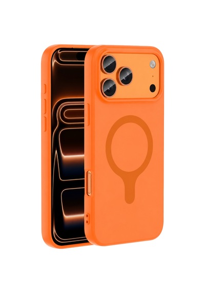Joko Apple Uyumlu iPhone 18 Pro Max/17 Pro Max Z Silikon Magsafe Kapak - Turuncu Çok Renkli
