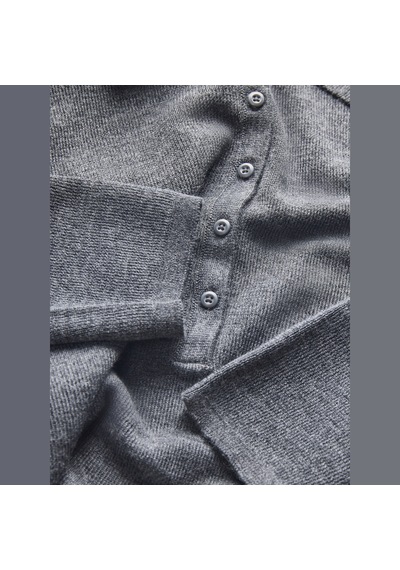 Jack & Jones Kadin Dar Kalip Polo Yaka Kazak - Wren - 12286299 Medium Grey Melange