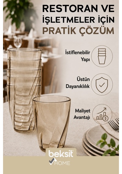Home Glassy Kırılmaz Polikarbon 6'lı Bardak Sarı 400 Ml Sarı Sarı