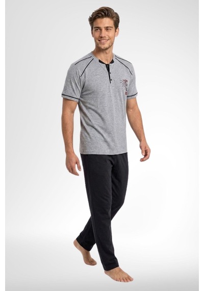 Mecit Pijama Mecit 4006 Gri %100 Pamuk Erkek Pijama Takımı