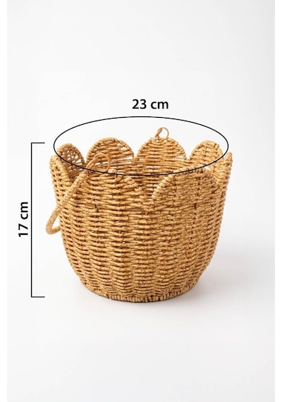 Rattan Hasır Dekoratif Kulplu Organizer Sepet - M-1687